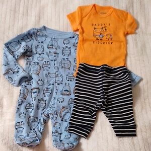 Carter's Blue and Orange Bodysuits Soft Cotton 3 Pieces Set
